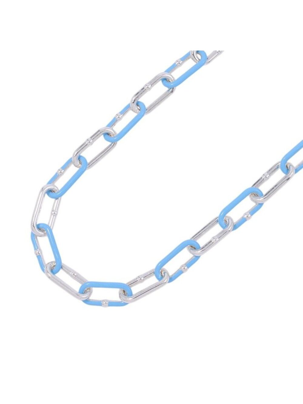 Bottega Veneta Necklace Chain Choker Silver Light Blue Enamel